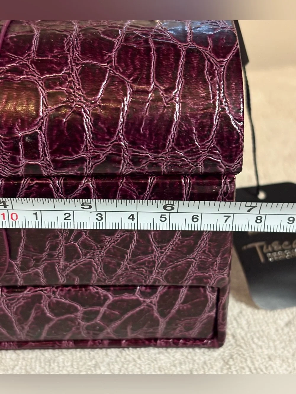 NWT Tuscan Designs Eggplant Crocodile Print Travel Jewelry Case